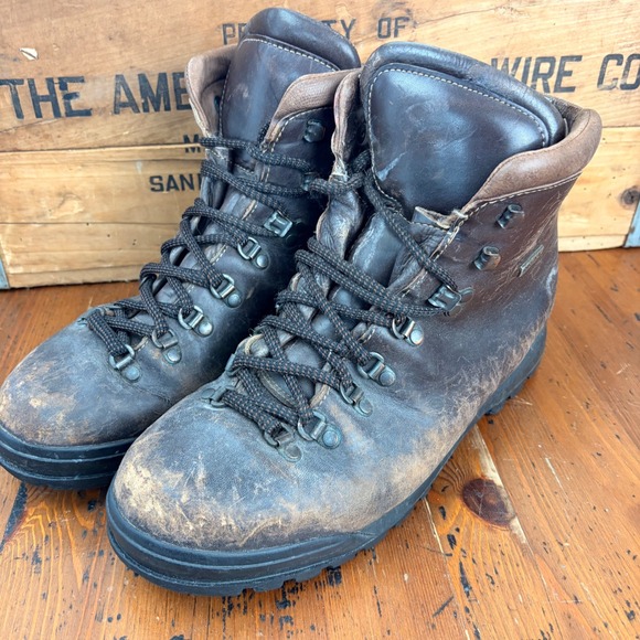 Scarpa Leather Gore Tex Hiking Boots Made in Italy 65000 Vibram Sole Sz 44 US 11